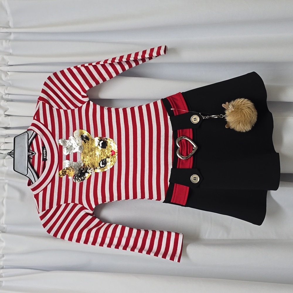 Candy striped with cute reindeer